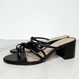 Schutz Princey Black Faux Leather Knotted Strap Sandal 7B